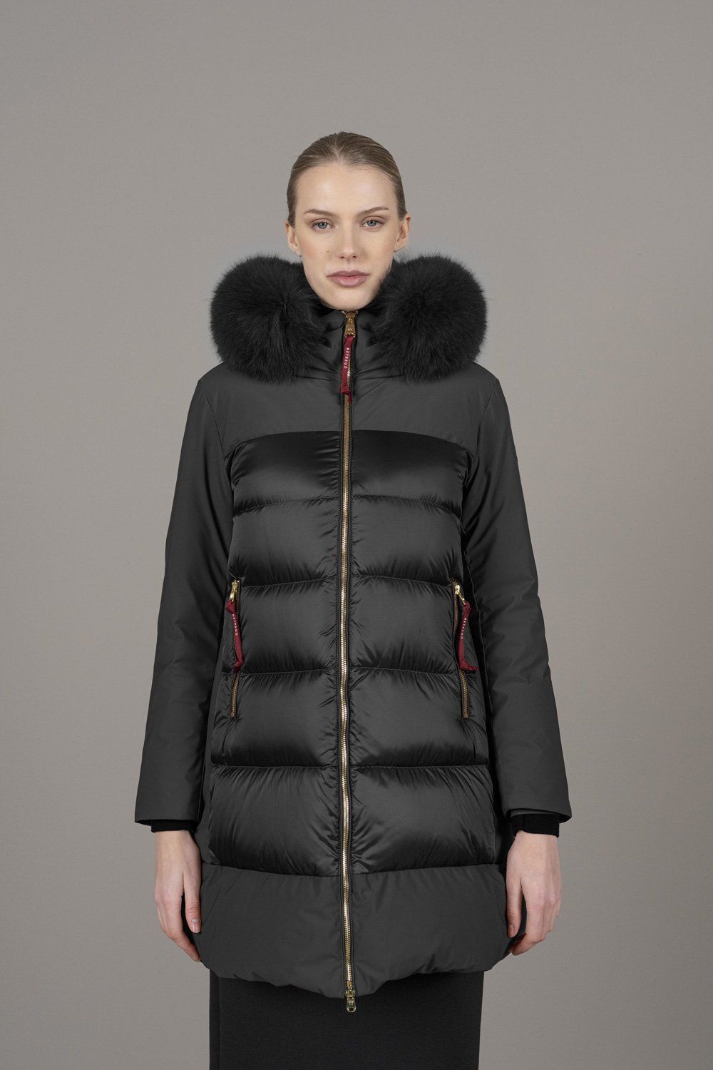 Seward black bi-material three-quarter length jacket