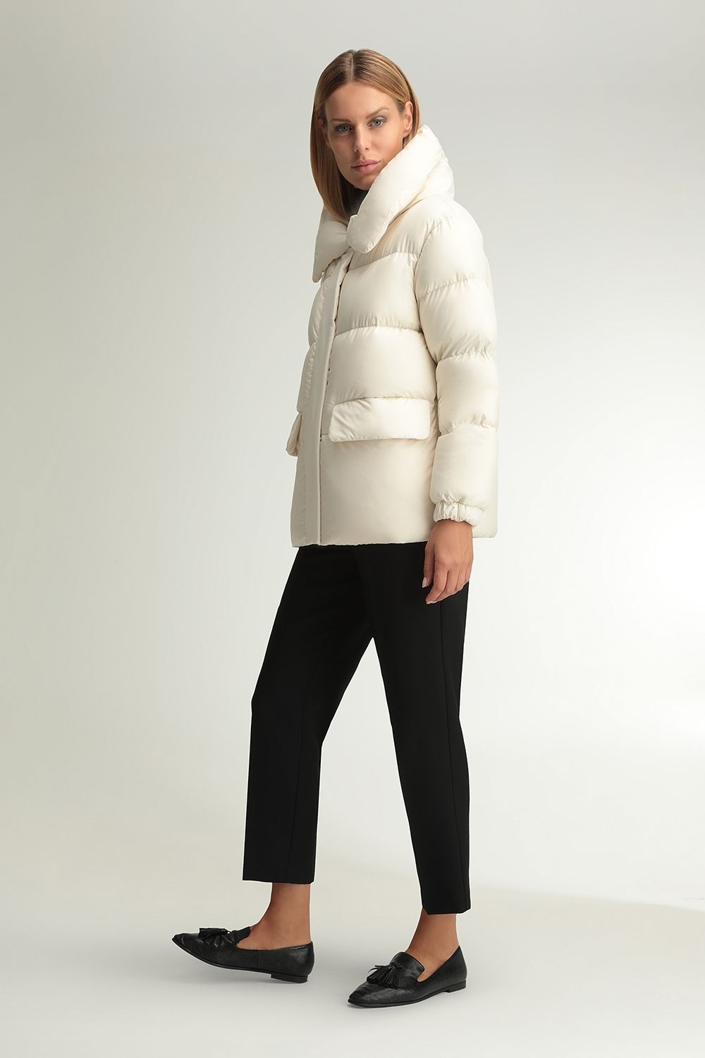 beige quilted jacket