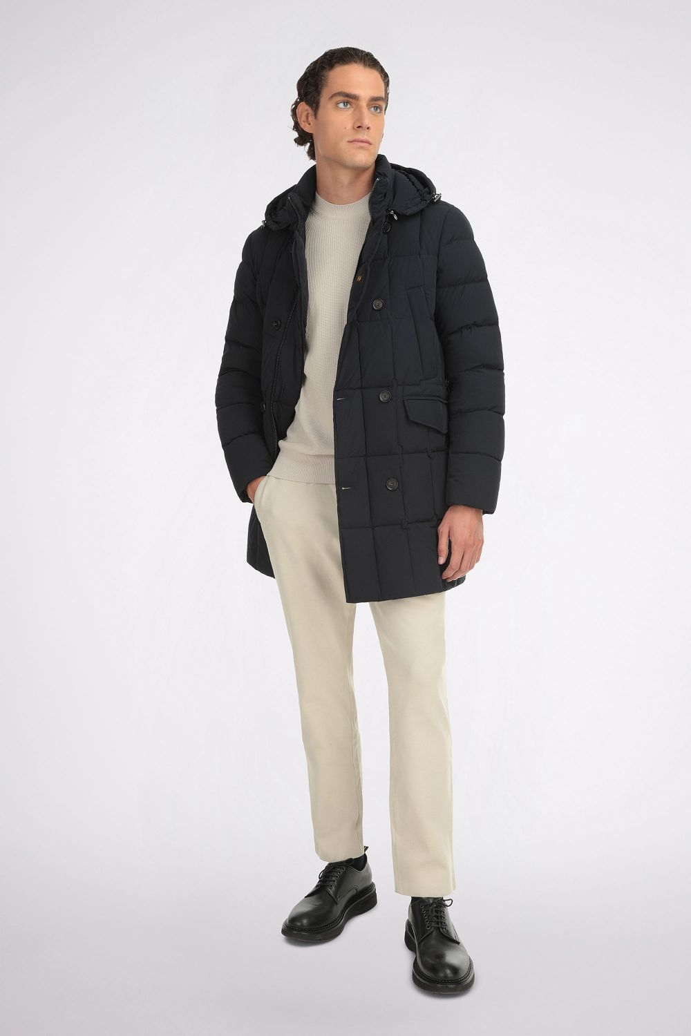 Down filled mens coat top